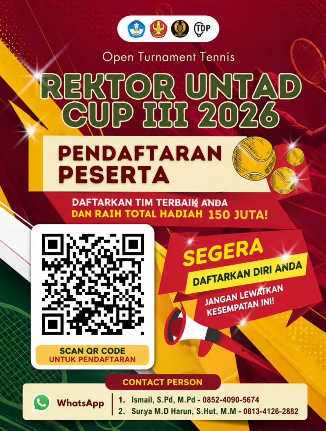 
					PamFlet Pendaftaran Rektor Untad Cup III Tahun 2026. (Foto: Istimewa)