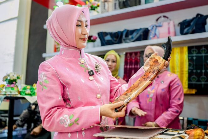 
					Ketua Dekranasda Sulteng Sry Nirwanti Bahasoan Menghadiri Puncak Peringatan Dewan Kerajinan Nasional Ke 46 Di Makassar. (Foto: Istimewa)