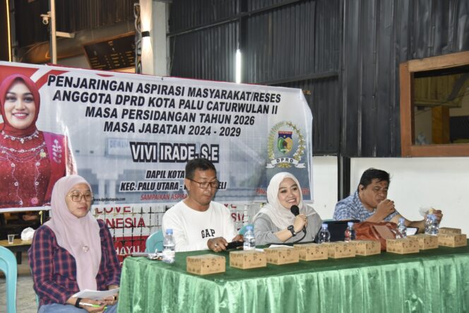 
					Anggota DPRD Kota Palu, Vivi Irade, S.E., menggelar kegiatan Penjaringan Aspirasi Masyarakat (Reses) Caturwulan II Masa Persidangan Tahun 2026 Masa Jabatan 2024–2029 di Kelurahan Kayumalue Ngapa, Kecamatan Palu Utara. (Foto: Istimewa)