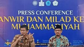Ketua Panitia Tanwir dan Milad ke-114 Muhammadiyah sekaligus Rektor Unismuh Palu, Prof. Rajindra Bersama Ketua Pimpinan Wilayah Muhammadiyah Sulteng, Amin Parakasi. (Foto: Istimewa)