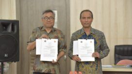 Wakil Rektor Bidang Akademik Prof. Dr. Eng. Ir. Andi Rusdin, S.T., M.T., M.Sc., Bersama Wakil Rektor Bidang Akademik UB, Prof. Dr. Ir. Imam Santoso Melakukan Penandatanganan MoU. (Foto: Istimewa)